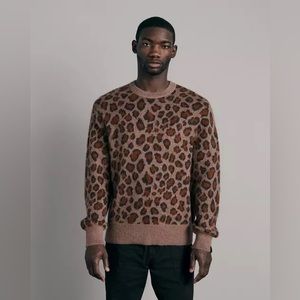 Rag&Bone Damon Mohair Leopard Crew Classic Fit Sweater